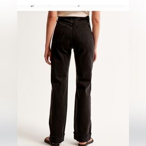 Abercrombie & Fitch high rise loose fit black cuffed jeans LONG LENGTH